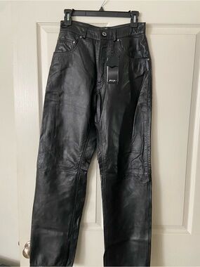 Nasty Gal Black Leather Straight-Leg Pants